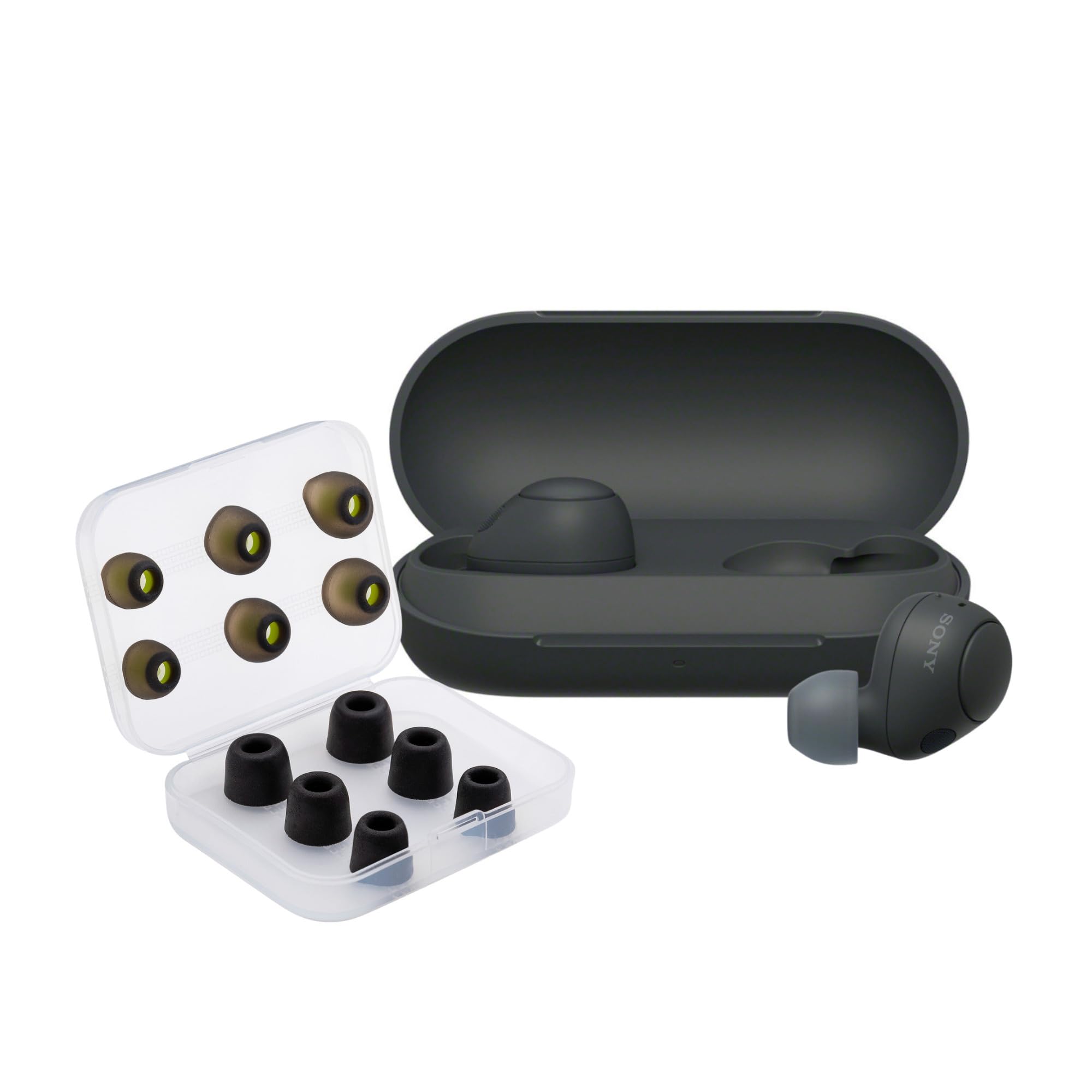 Sony WF-C700N Wireless Noise Canceling Bluetooth Earbuds with Mic - Black | Includes Memory Foam & Silicone Ear Tips (3 Pairs Each) | Perfect for Commuting, Workouts & Travel