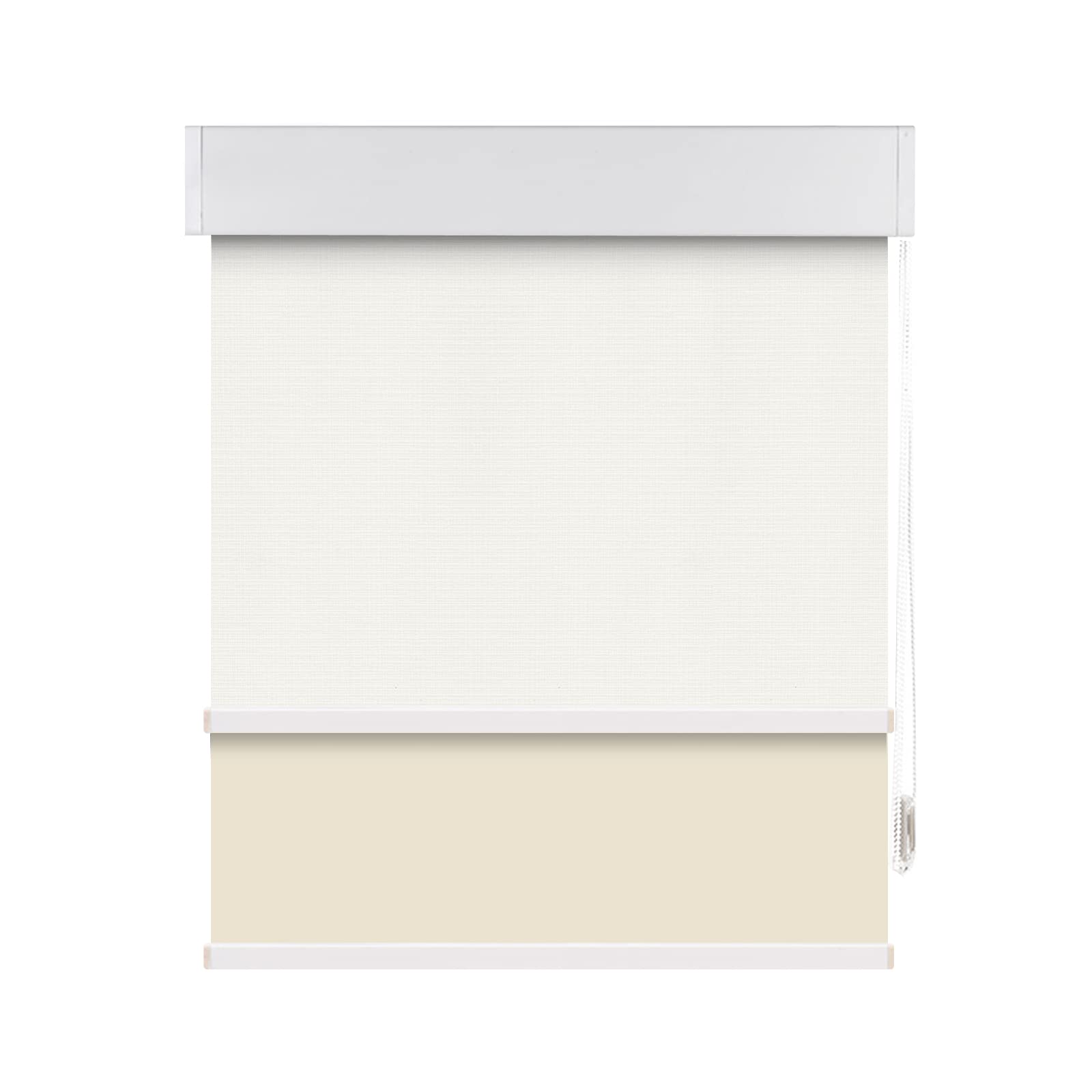 SUAKY Dual Window Blinds Roller Shades - Beige Blackout & Light Filtering Shades with Valance for Day & Night Use - Perfect for Living Room, Bedroom & Home Office Privacy