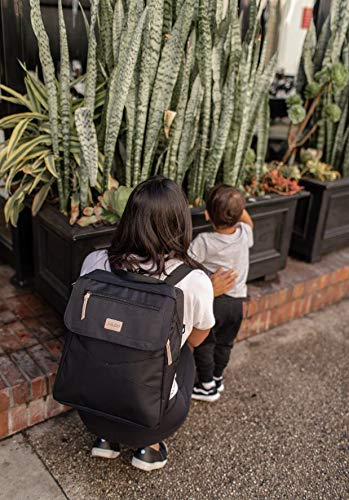 JuJuBe Convertible Diaper Bag Backpack & Messenger Bag - 4-in-1 Multi-Functional Baby Travel Bundle with Insulated Bottle Pockets & Changing Pad | Durable, Stylish & Spacious for Moms | Perfect for Daycare, Travel & On-the-Go Parenting (Black)