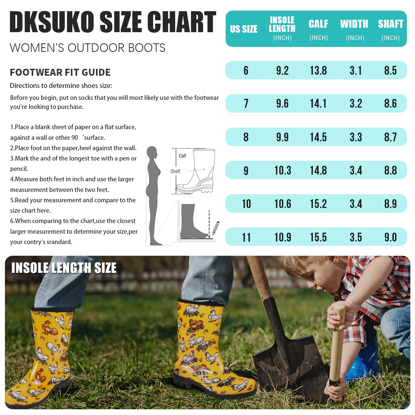 Waterproof Women's Rain Boots - Lightweight, Warm & Comfortable for Gardening & Outdoor