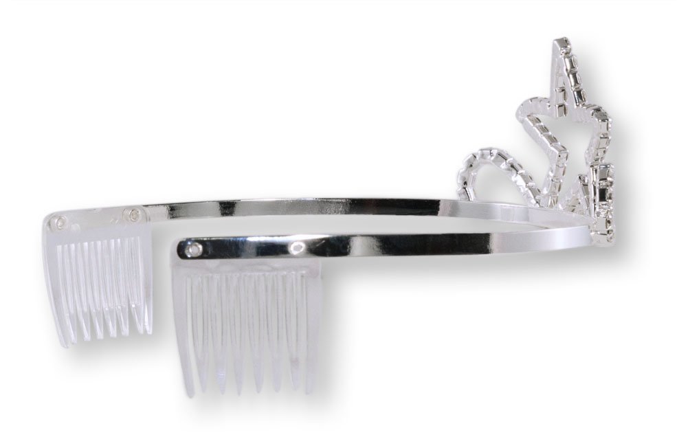 #12039 Single Star Tiara - Elegant Silver Rhinestone Bridal Hair Accessory for Weddings, Prom, Pageants & Special Occasions