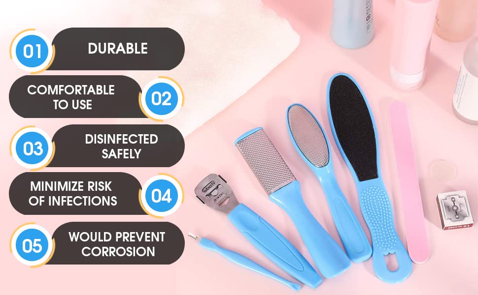 KAYI 8-in-1 Professional Pedicure Kit for Soft Feet - Callus Remover, Foot File, Nail Repair Tools & Foot Scrubber for Dead Skin Removal - Perfect for Home Spa, Salon Care & DIY Nail Maintenance