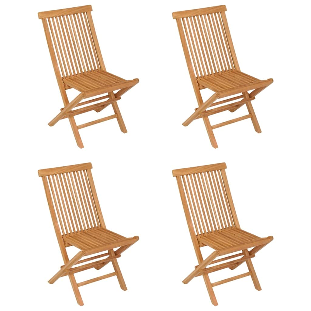 5-Piece Solid Teak Wood Garden Dining Set - Portable Folding Outdoor Table & Chairs for Picnic, Party, Camping - Patio, Backyard, and Beach Furniture
