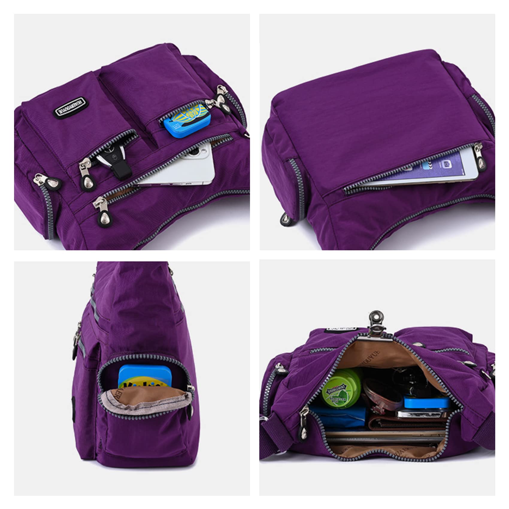 NOTAG Women's Waterproof Nylon Crossbody Bag - Casual Multi-Pocket Shoulder Purse for Daily Use