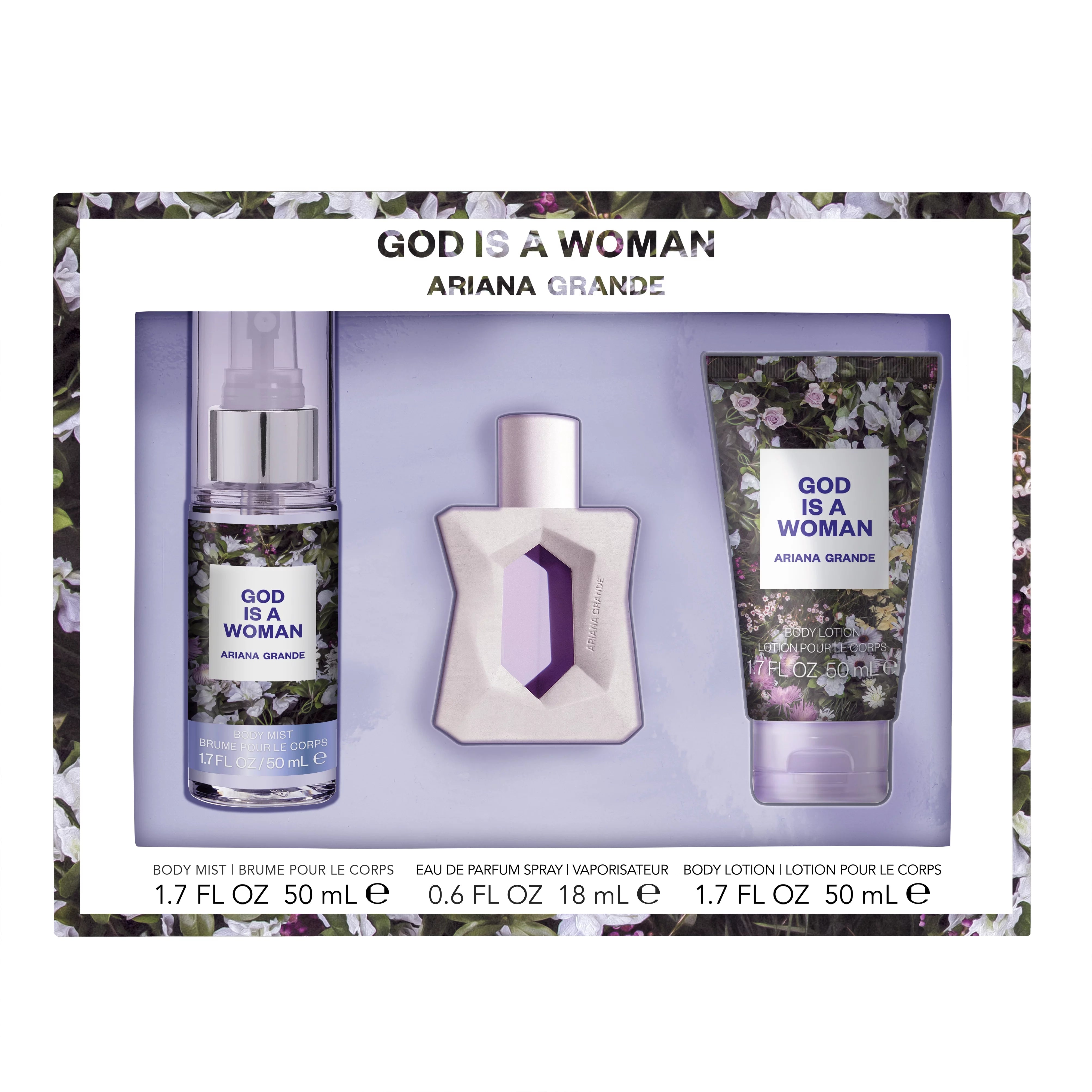 Ariana Grande God Is a Woman 3-Piece Gift Set - 100ML EDP Perfume Spray + 100ML Body Souffle + 118ML Body Mist for Women | Perfect Birthday Gift, Valentine's Day Present & Daily Fragrance Set