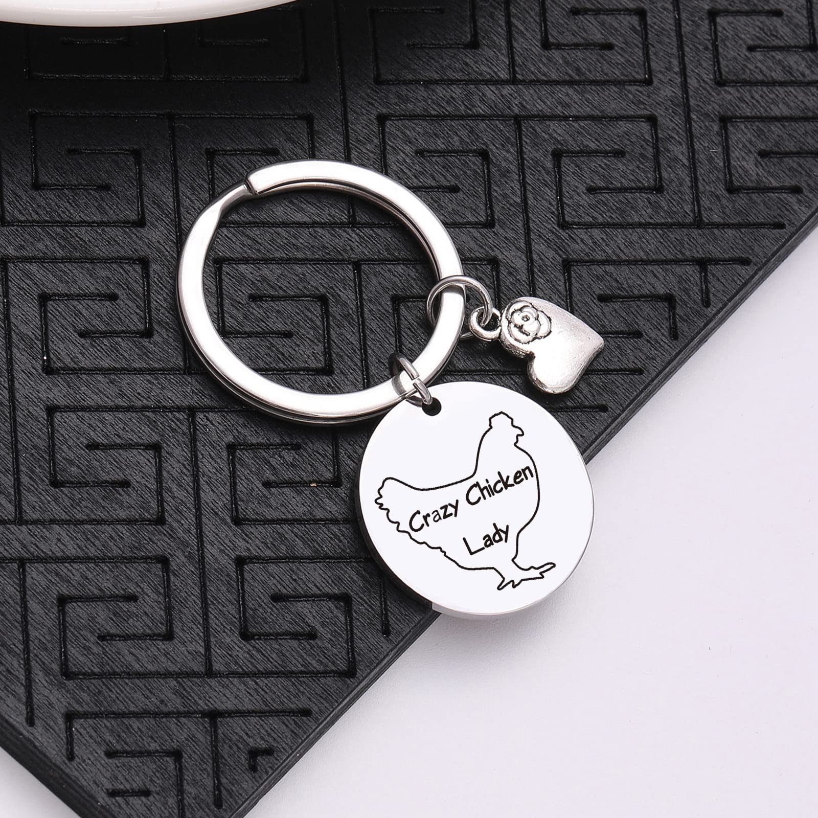 Funny Crazy Chicken Lady Keychain - Unique Gift for Chicken Farmers & Poultry Lovers - Perfect for Chicken Mom Birthday, Christmas & Farm Enthusiast Gifts - Great for Keyrings, Backpacks & Farmhouse Decor