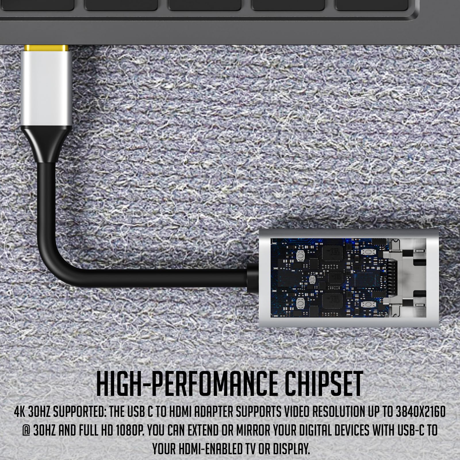 4K HDMI Adapter for USB-C - MacBook Pro & Smartphones - Home & Office Use