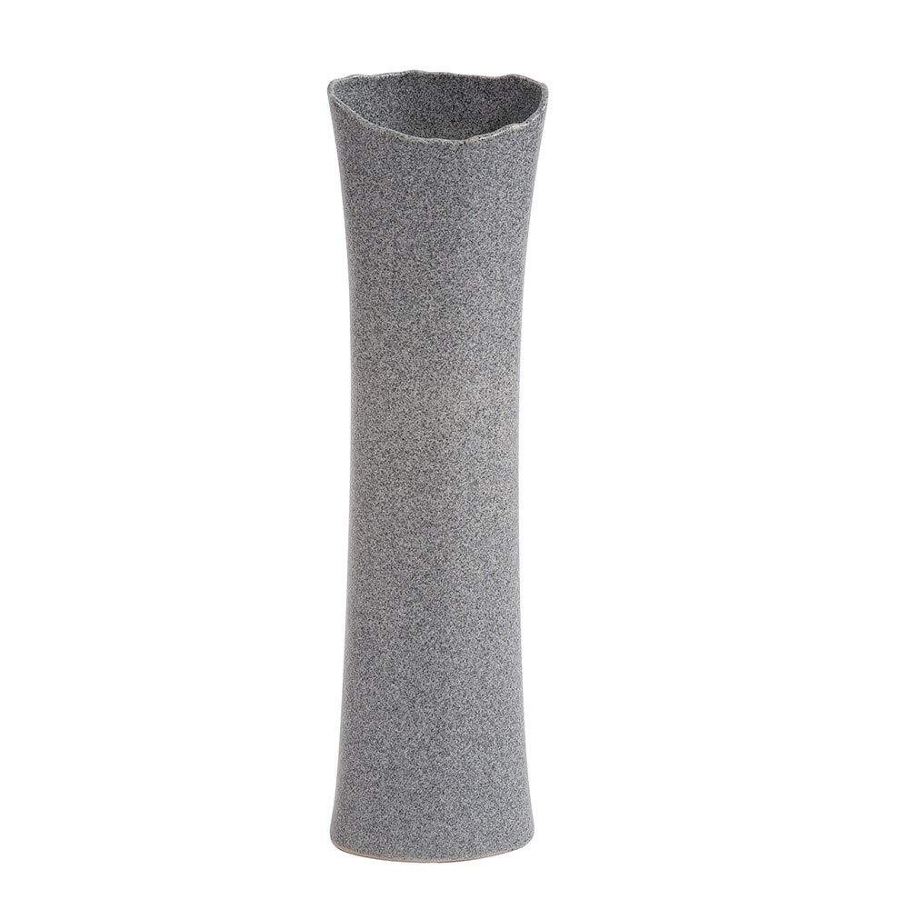 Textured Gray Ceramic Flared Vase - Modern Home Decor for Living Room, Bedroom & Office Centerpiece - Handcrafted Pottery Flower Vase with Unique Crackle Glaze Finish