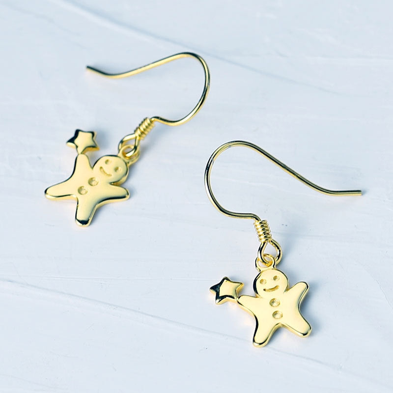 Gingerbread Man Dangle Earrings - Cute Christmas Stocking Stuffers for Women | DC007 | Perfect Holiday Gift & Party Accessory