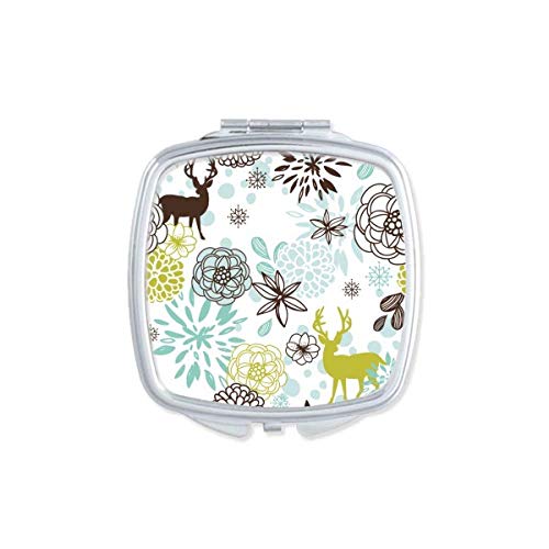 DIYthinker Deer Floral Mirror - Compact Double Sided Glass Makeup Mirror with Animal Design for Travel, Home Vanity & Gift Giving