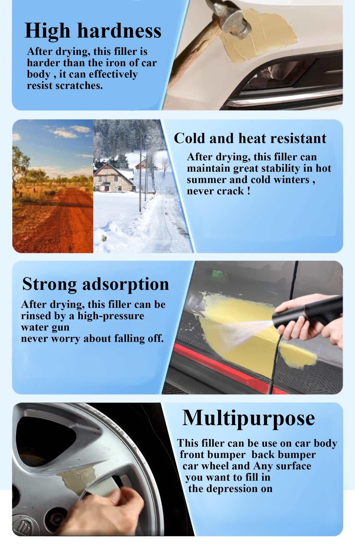 4 in 1 Car Scratch Repair Kit - Automotive Body Putty, Scratch Filler & Paint Pen for Deep Scratches & Dents | Easy DIY Car Scratch Remover | Durable Car Paint Repair for Sedans, SUVs & Trucks | Perfect for Parking Lot Scratches, Door Dings & Minor Collision Damage