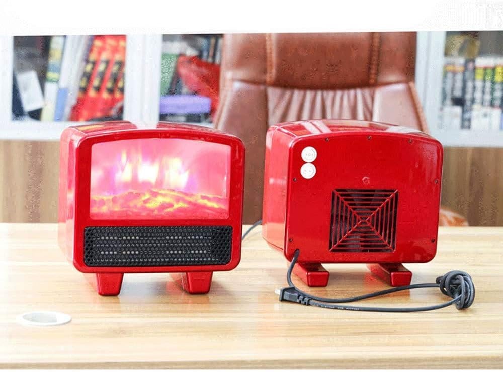 Portable 900W Electric Stove Heater with Realistic Log Fire Flame Effect - Mini Electric Fireplace for Home, Office & Bedroom - Energy Efficient Space Heater with Adjustable Thermostat | Perfect for Winter Heating, Cozy Decor & Gift Giving