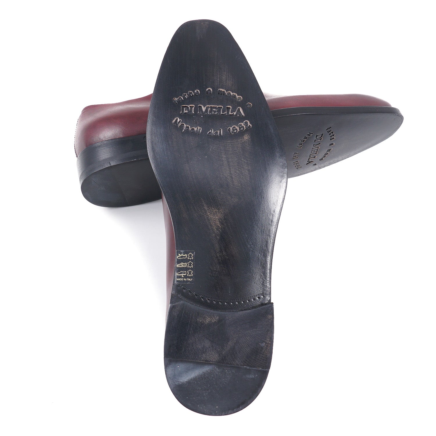 Premium Di Mella Burgundy Wholecut Leather Dress Shoes for Men - Elegant Formal & Business Occasions