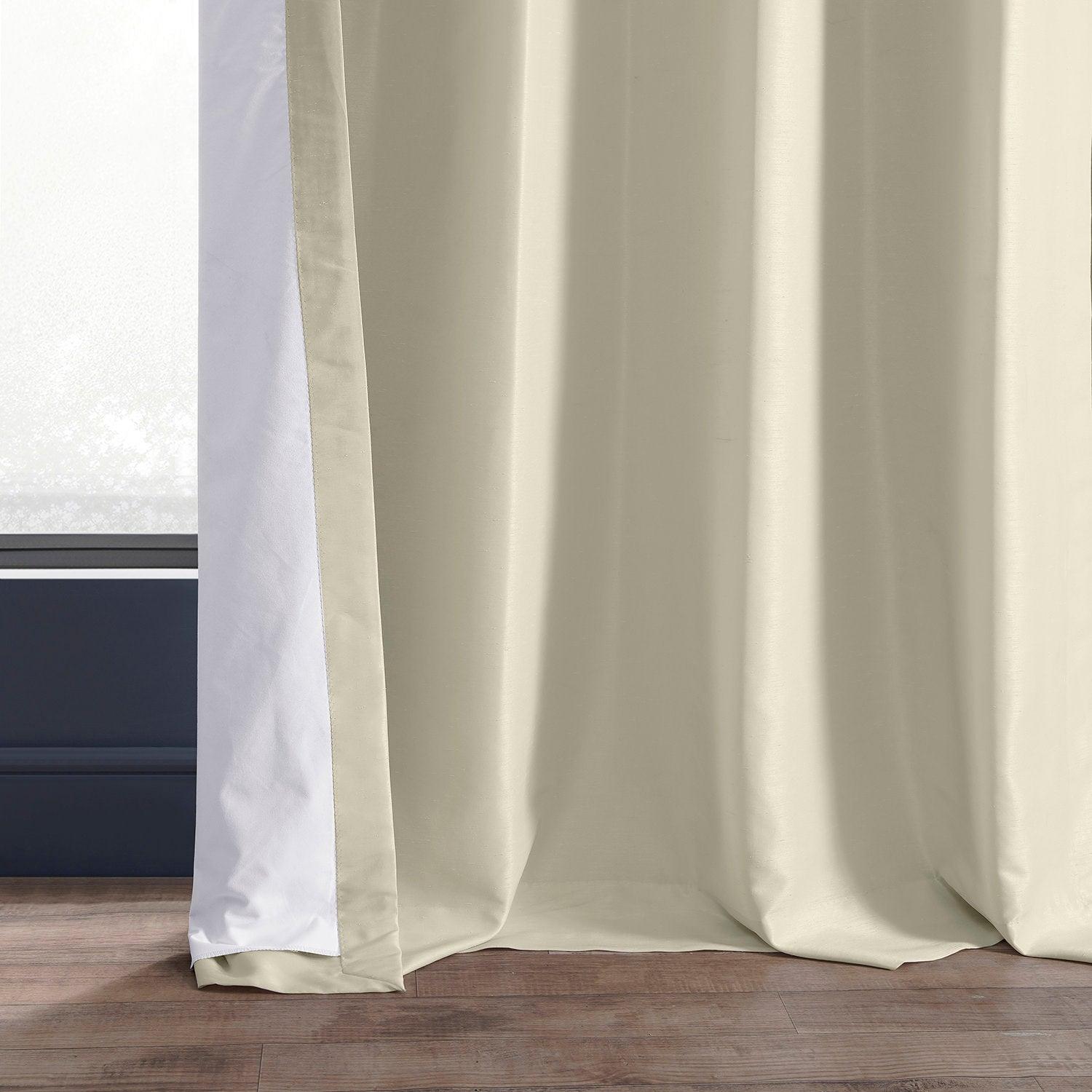 Off White Grommet Vintage Textured Faux Dupioni Silk Blackout Curtains - Thermal Insulated Window Drapes for Living Room, Bedroom & Home Theater (Set of 2 Panels)