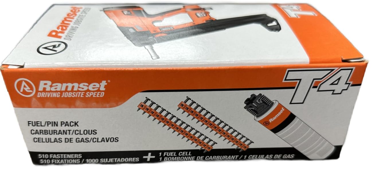 Ramset T4034B 3/4-Inch Concrete Nails with T4 Fuel Cell - Heavy Duty Fasteners for Concrete, Brick & Masonry - Perfect for Construction, Renovation & DIY Projects