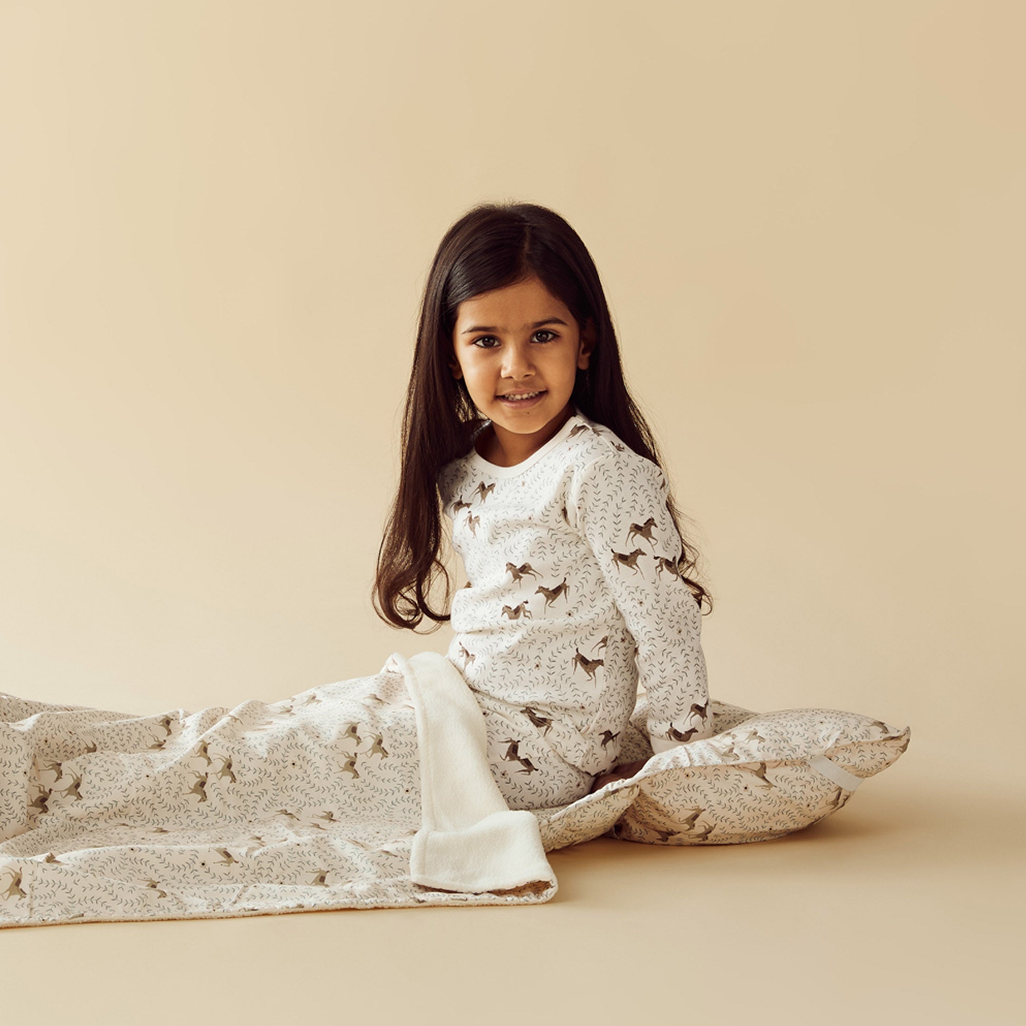 Organic Cotton Long Sleeve Horse Pajamas for Women - Soft & Comfortable Sleepwear for Cold Nights, Lounge Wear, and Cozy Home Relaxation