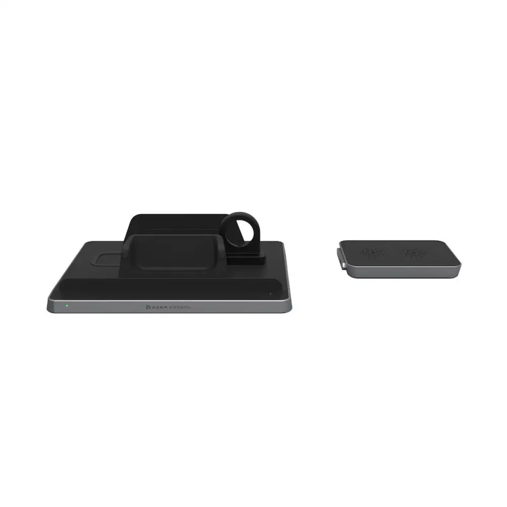 Adam Elements OMNIA Q5 5-in-1 Wireless Charging Station for iPhone, Samsung, AirPods, Apple Watch & Qi Devices - Fast Charging Pad with Nightstand Mode - Perfect for Home, Office & Travel (Black)
