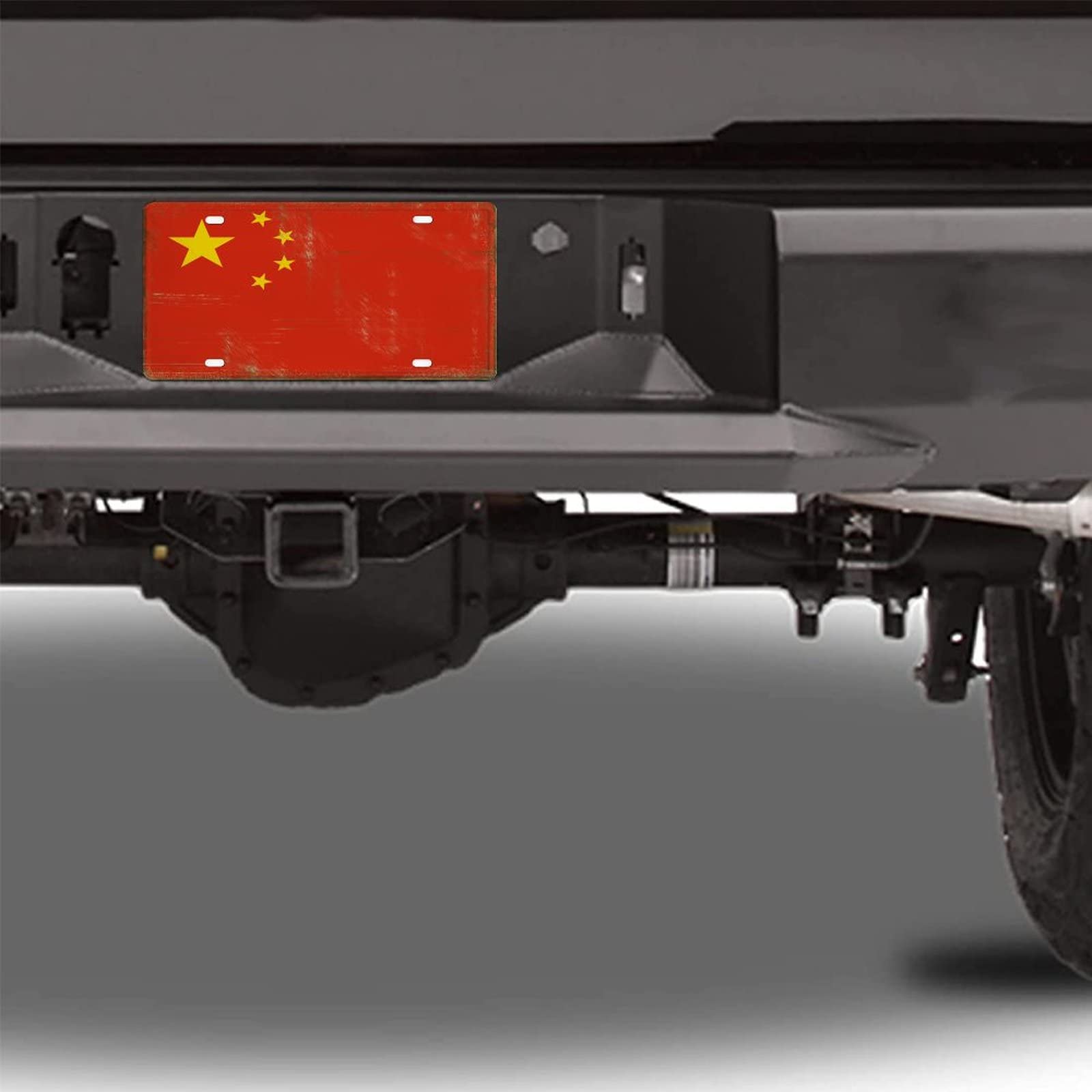 China Flag Aluminum License Plate Frame & Cover Set - Front & Back Car Tag Holder for Patriotic Auto Enthusiasts | Perfect for 4th of July, Car Shows & National Pride Displays