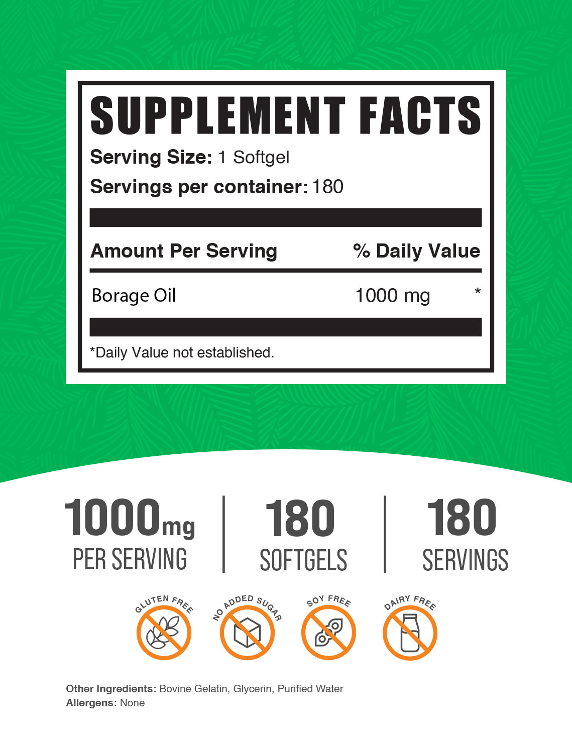 Premium Borage Oil Softgels 1000mg - High GLA Content for Skin, Hair & Joint Health - Natural Omega-6 Supplement - Supports Hormonal Balance & Inflammation Relief - Perfect for Daily Wellness Routine