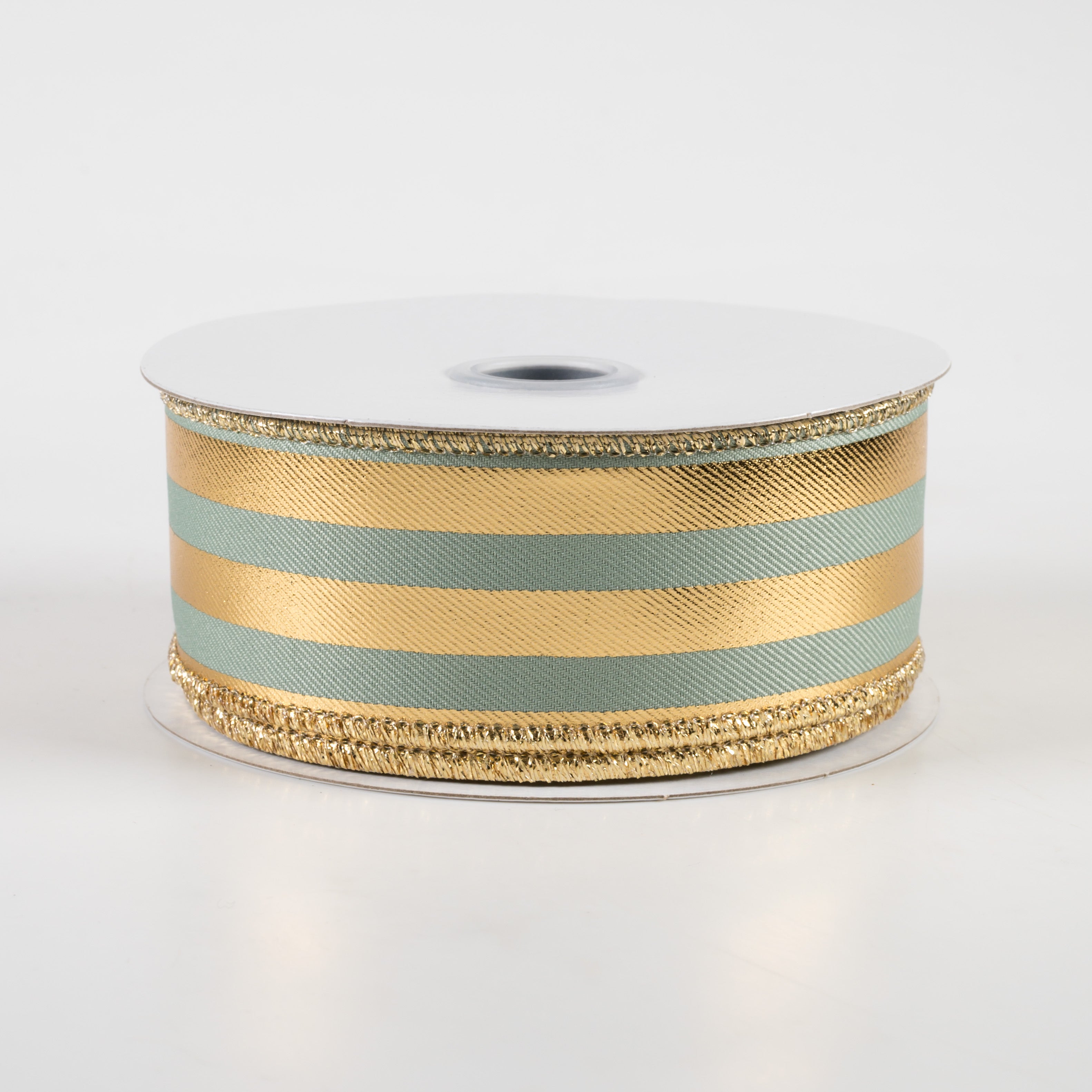 1.5 Inch Metallic Vertical Stripes Ribbon - Sage Green & Gold (10 Yards) for Gift Wrapping, Wedding Decor, DIY Crafts & Party Favors