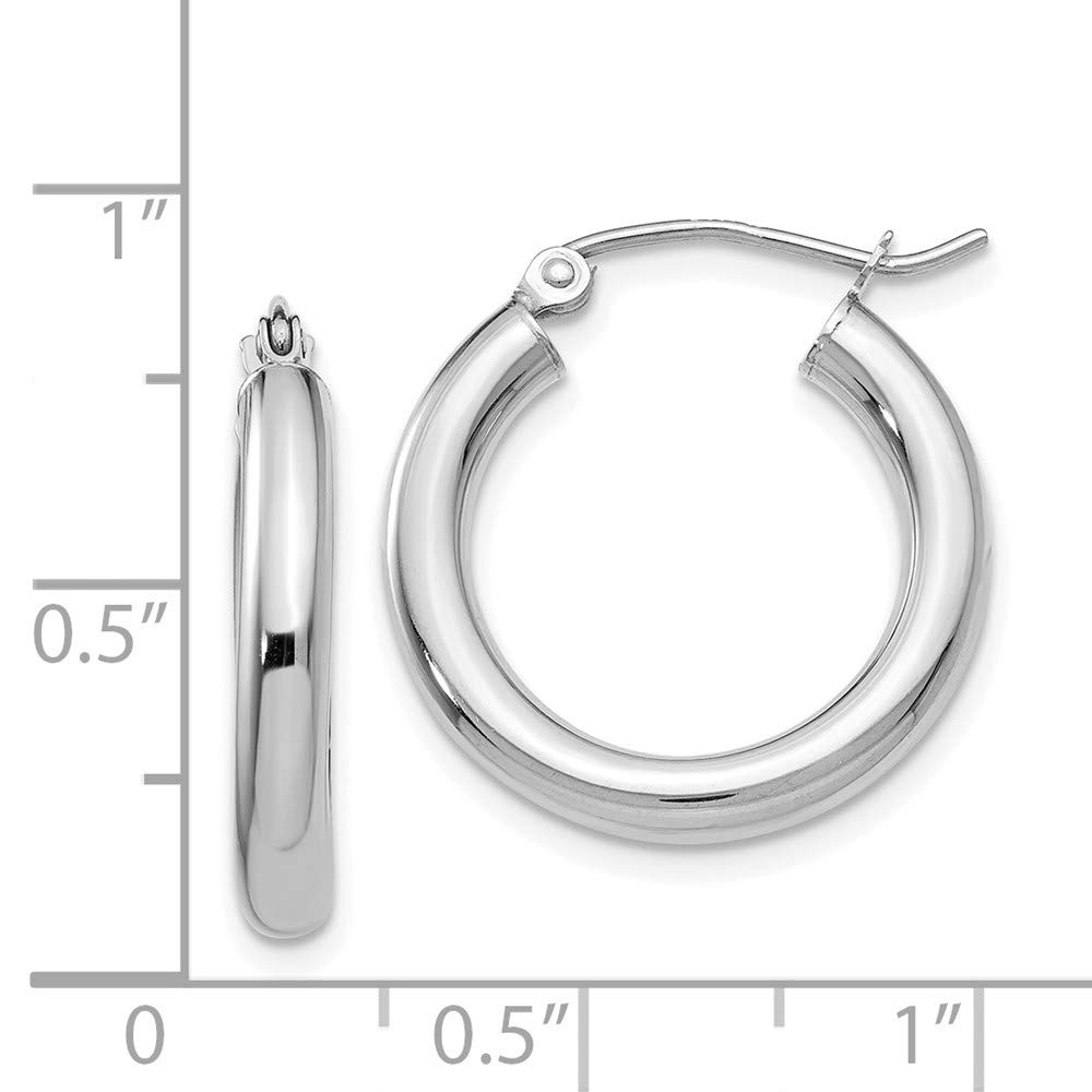 14K White Gold 3mm Hoop Earrings for Women - Classic Minimalist Stud Earrings for Everyday Wear, Gift Giving & Special Occasions