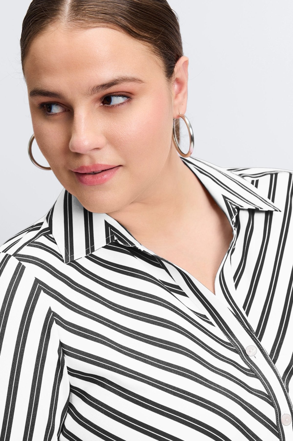 Mary Plus No Iron Stretch Stripe Long Sleeve Shirt for Women - Wrinkle-Free Comfort Fit Business Casual Blouse - Perfect for Office, Travel & Everyday Wear