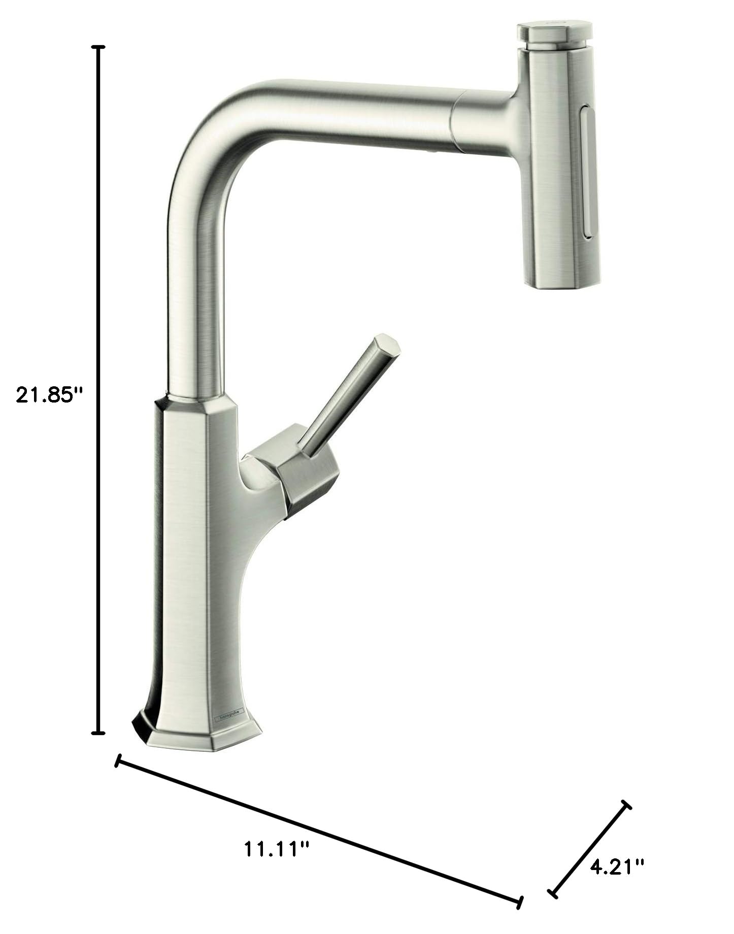 Hansgrohe Locarno Brushed Nickel Single-Handle Pull-Out Sprayer Kitchen Faucet - Modern Water-Saving Design for Sink, Dishwashing & Food Prep (Model 04828800)