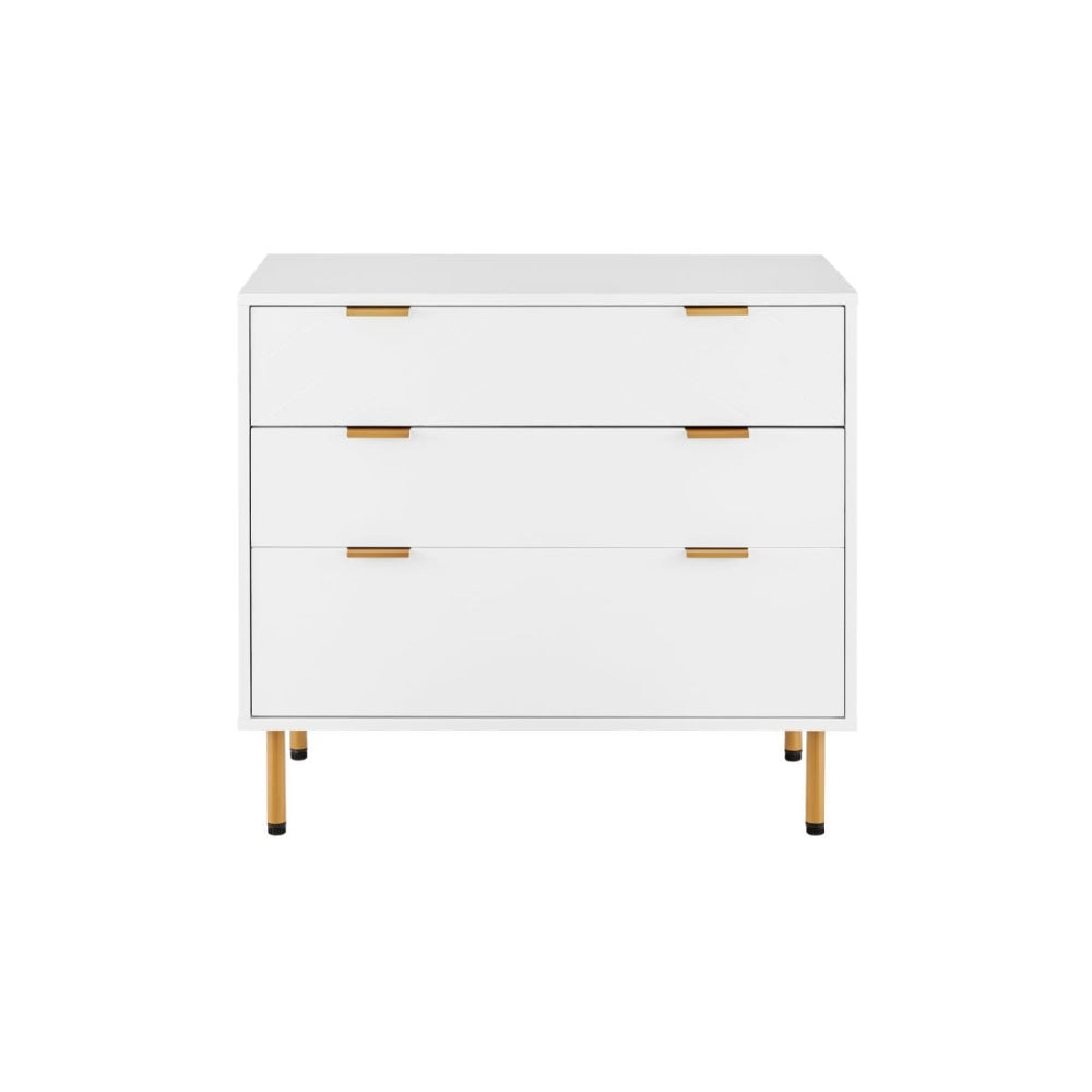 Modern White Christian 3-Drawer Chest Storage Cabinet - Perfect for Bedroom, Nursery, or Entryway Organization