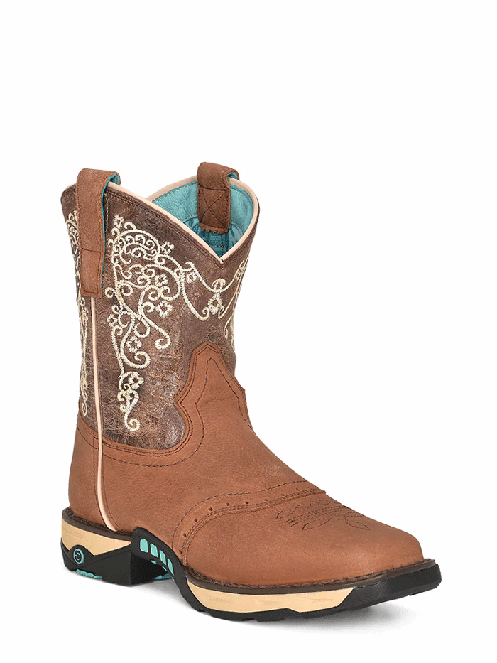 Corral W5006 Women's Square Toe Work Boots for Farm & Ranch - Tan Leather Cowgirl Boots for Outdoor Work, Riding & Country Fashion