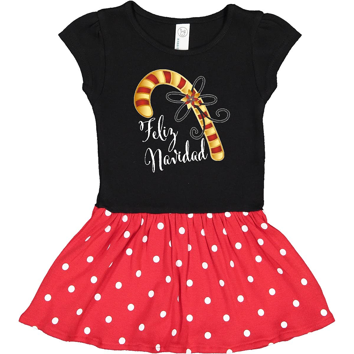 Inktastic Feliz Navidad Red and Gold Candy Cane Baby Girl Christmas Dress - Perfect for Holiday Parties, Family Photos & Festive Celebrations