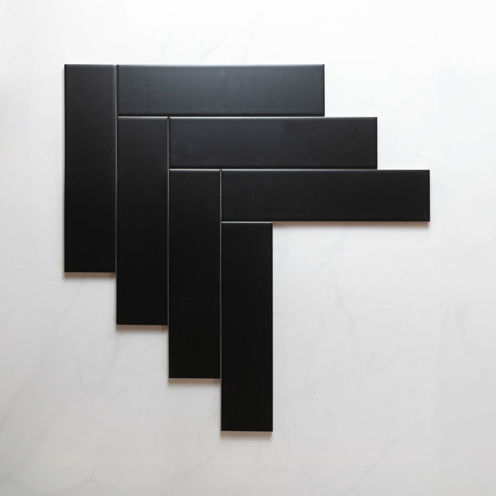 Premium Cascade Black 75x300mm Matte Unrectified Subway Tile - Perfect for Kitchen Backsplash, Bathroom Walls & Modern Interior Design