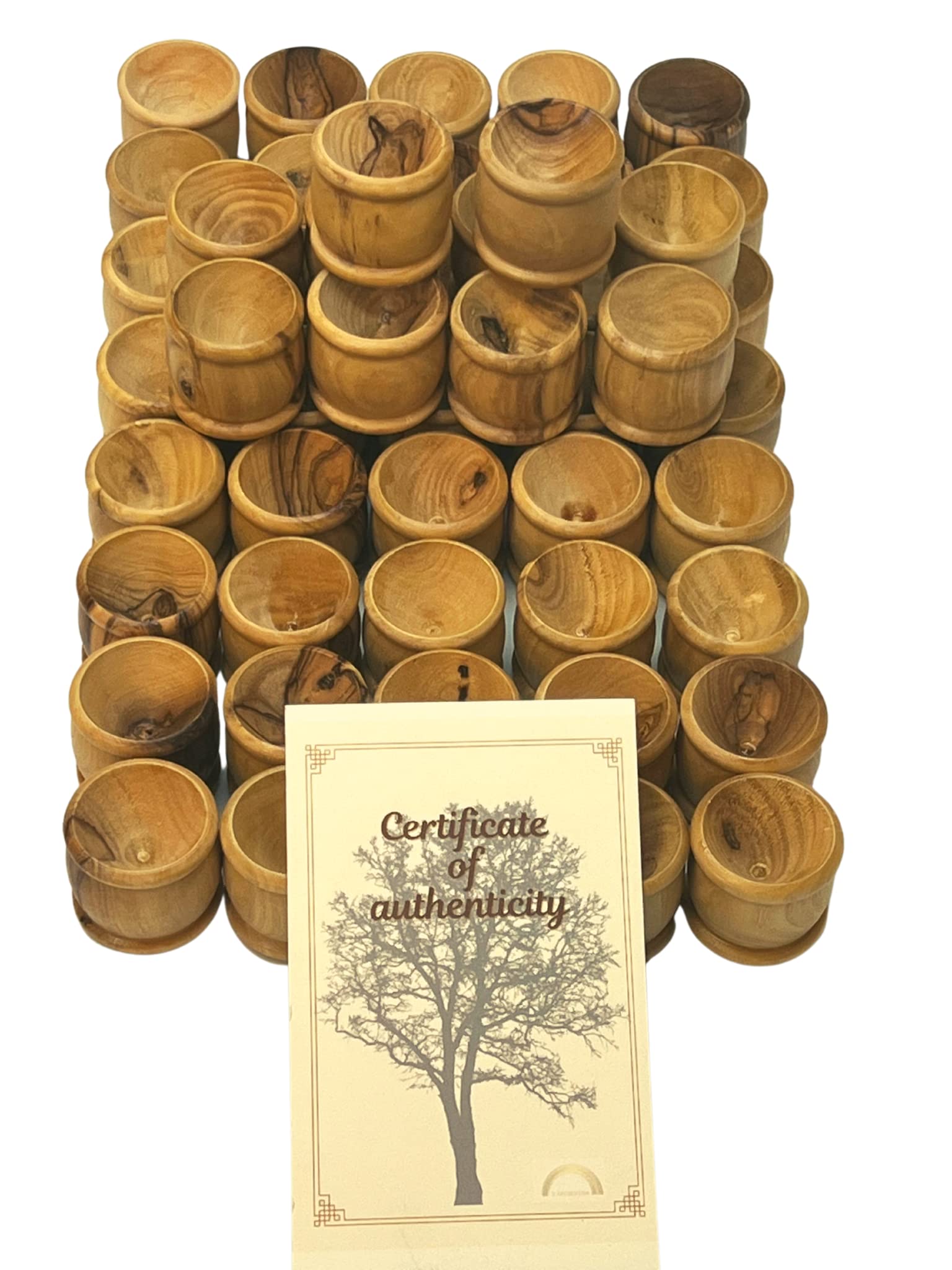 Hand-Carved Olive Wood Communion Cups from Holy Land Bethlehem - 50-Pack 1.1