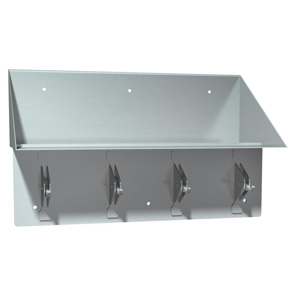 ASI 137 Wall Mounted Bookshelf with 4 Secure Clothes Hooks - Satin Finish for Bedroom, Entryway & Office Organization