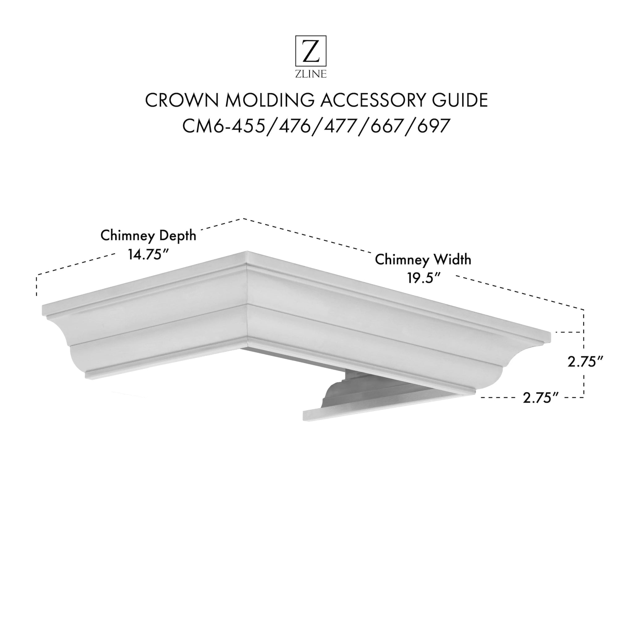 Stainless Steel Crown Molding 6 Wall Range Hood - CM6 455/476/477/667/697 - Perfect for Modern Kitchen Ventilation & Home Renovation