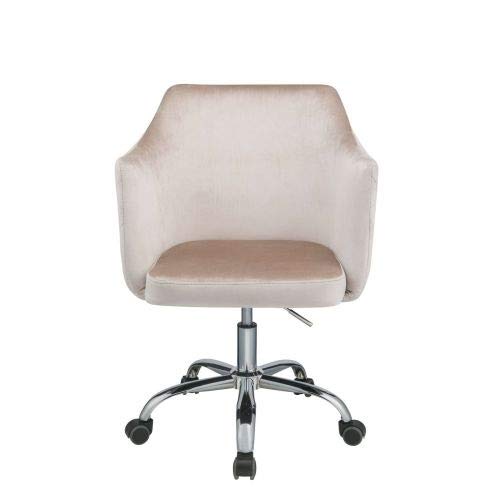 Luxury Champagne Velvet Office Chair with Chrome Base - Modern Ergonomic Desk Chair for Home Office, Living Room & Study - Comfortable Armchair for Work, Relaxing & Gaming