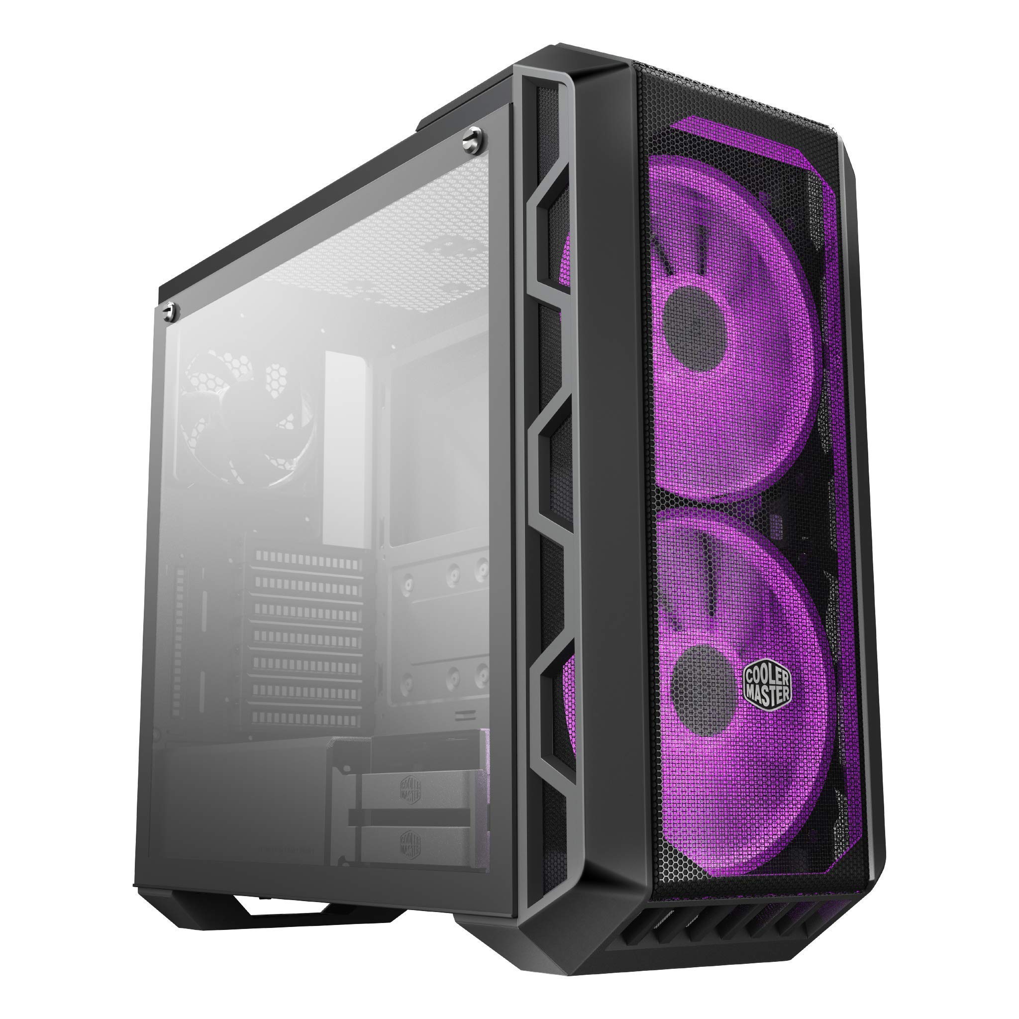 Cooler Master MasterCase H500 ATX Mid-Tower PC Case with Tempered Glass Side Panel, Transparent Front Panel, Carrying Handle & Dual 200mm RGB Fans - Perfect for Gaming Rigs, Workstations & Custom PC Builds