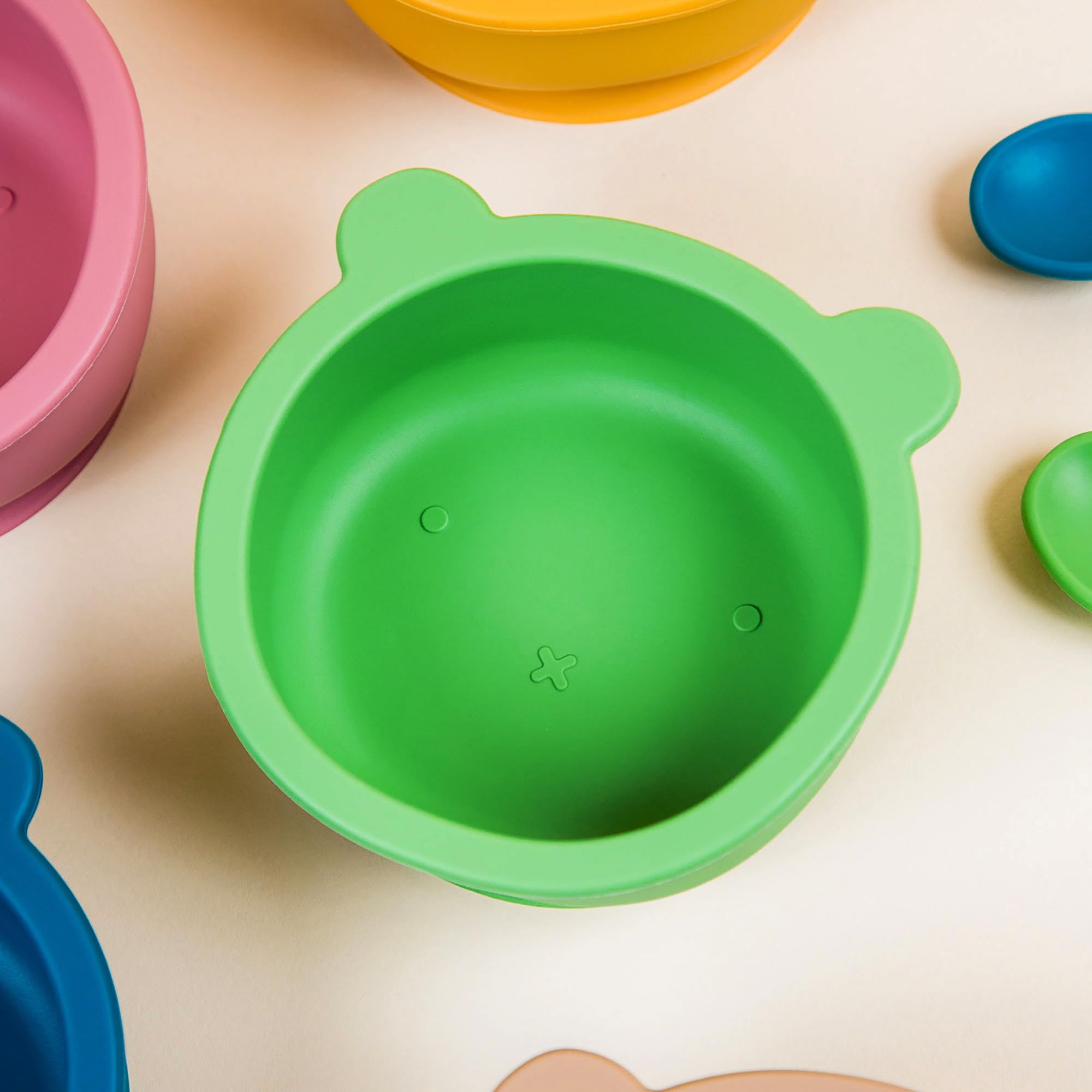 Baby & Toddler Feeding Set - BPA-Free Silicone Suction Bowl with Spoon for Girls & Boys - Microwave Safe, Non-Slip Infant Mealtime Essentials - Perfect for High Chairs, Travel & Mess-Free Feeding (Mint Green, 1 Set)