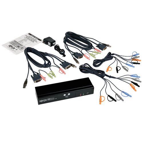 Tripp Lite 2-Port DVI Dual-Link USB KVM Switch with Audio & Cables (B004-DUA2-HR-K) - Desktop Computer Sharing Solution for Office & Gaming Setup
