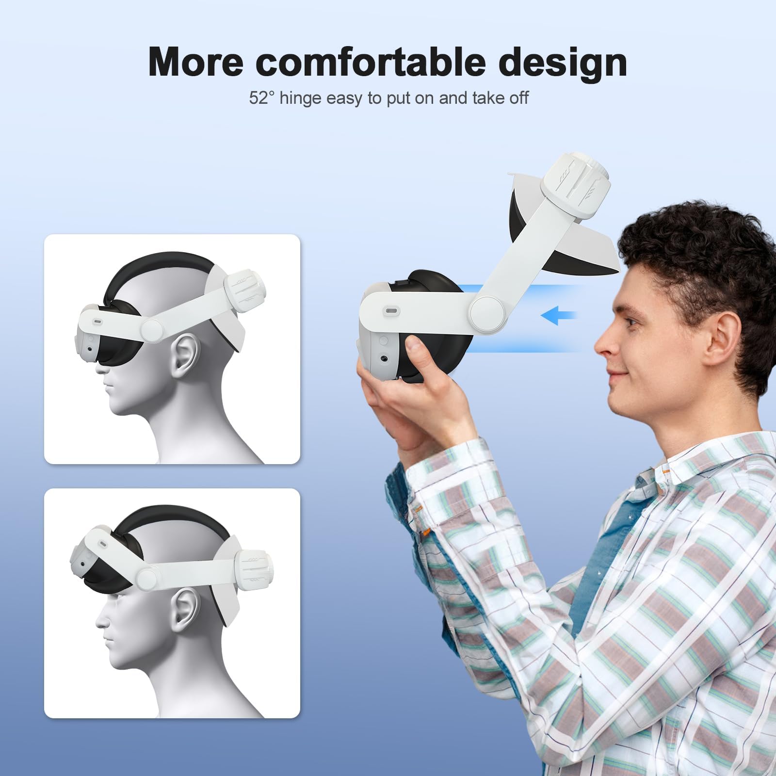 VR Headset for Quest 3, 3D Virtual Reality Headset with Adjustable Head Strap - Comfortable Design Reduces Pressure & Extended Support - Perfect for Gaming, Movies & Virtual Experiences (White, Battery Not Included)