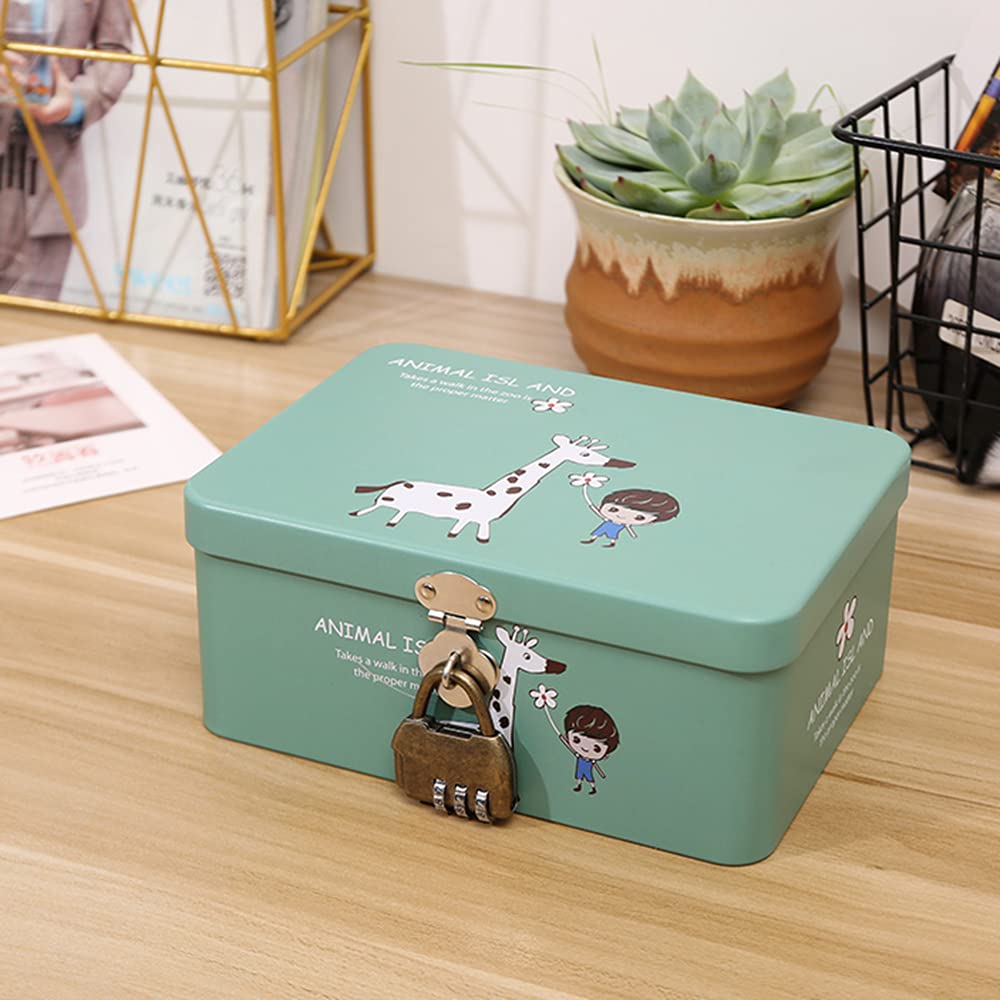 Vintage Lockable Iron Storage Box - Password Protected Jewelry & Cosmetic Organizer for Desktop, Home, Office, and Student Use (Small Size) | Perfect for Organizing Rings, Earrings, Makeup & School Supplies