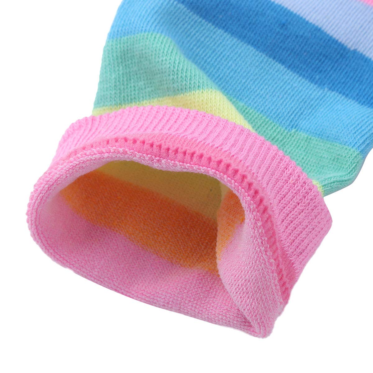 CHICTRY Rainbow Striped Thigh High Socks & Fingerless Gloves Set for Women - Halloween Costume, Cosplay, Party Outfit Accessories