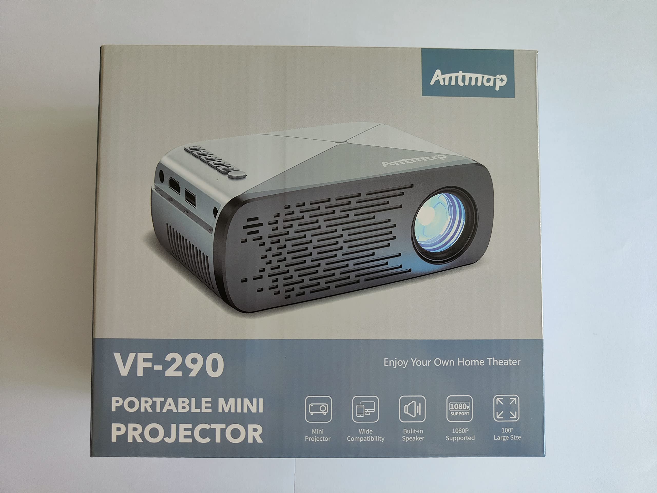 Antmap Mini WiFi Projector - Portable Pocket Projector for iPhone, Android, Laptop, TV Stick & Game Console | Wireless HDMI Connection | Ideal for Home Theater, Outdoor Movies & Business Presentations