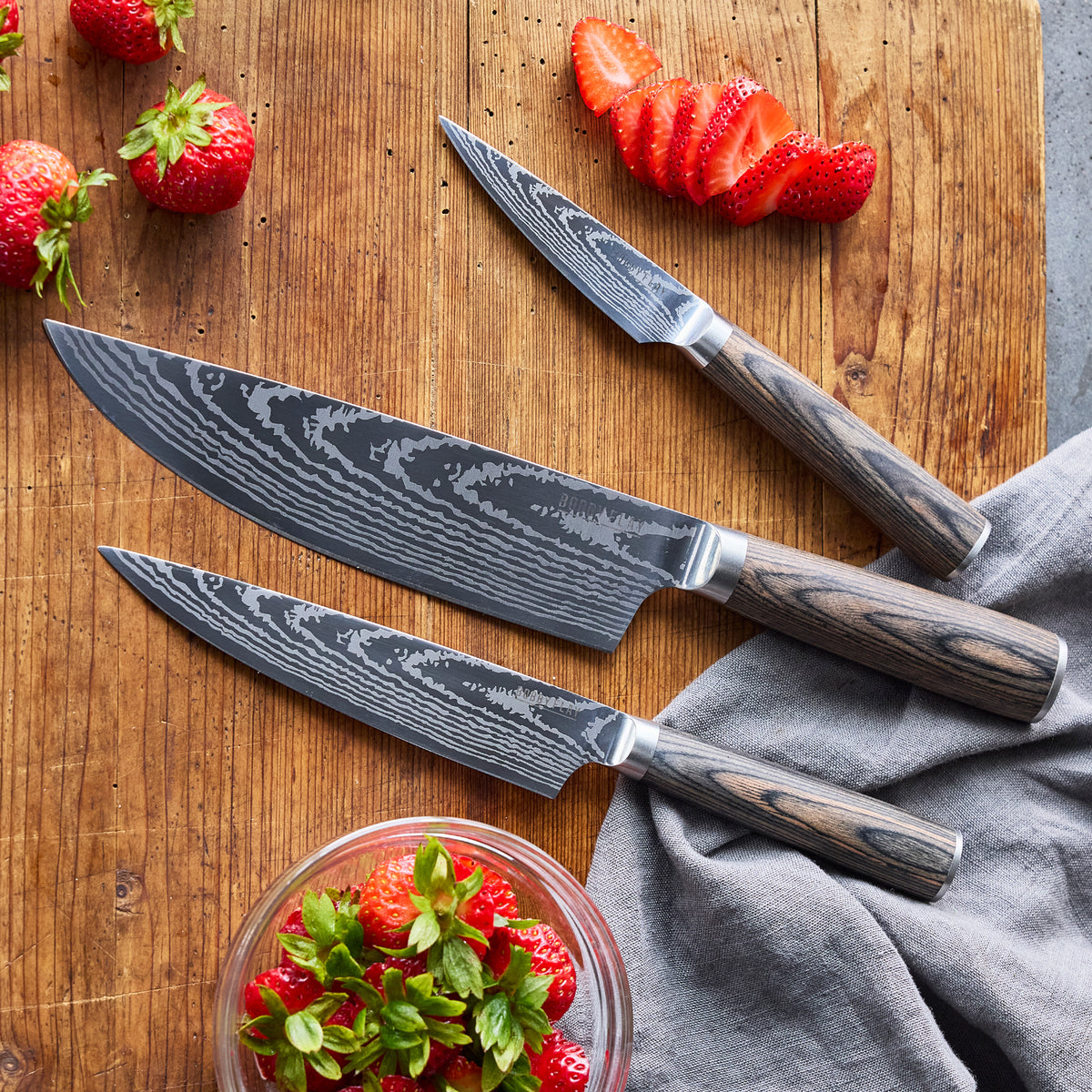 Bobby Flay by GreenPan Premium Stainless Steel 3-Piece Knife Set - Professional Chef Knives for Cooking, Slicing & Dicing - Perfect for Home Kitchens & Culinary Gifts