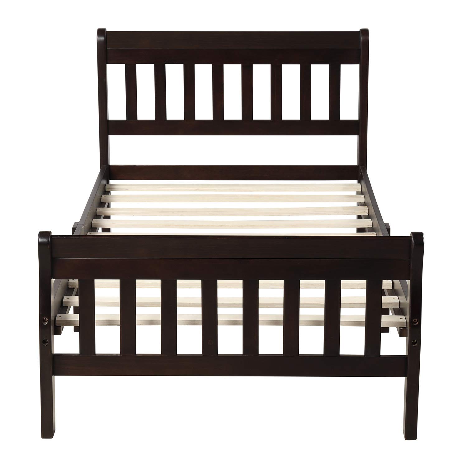 Harper & Bright Designs Modern Wood Twin Sleigh Bed for Kids - Sturdy Platform Bed Frame with Headboard & Footboard, Wood Slat Support (No Box Spring Needed) - Perfect for Kids' Bedrooms, Guest Rooms & Small Spaces