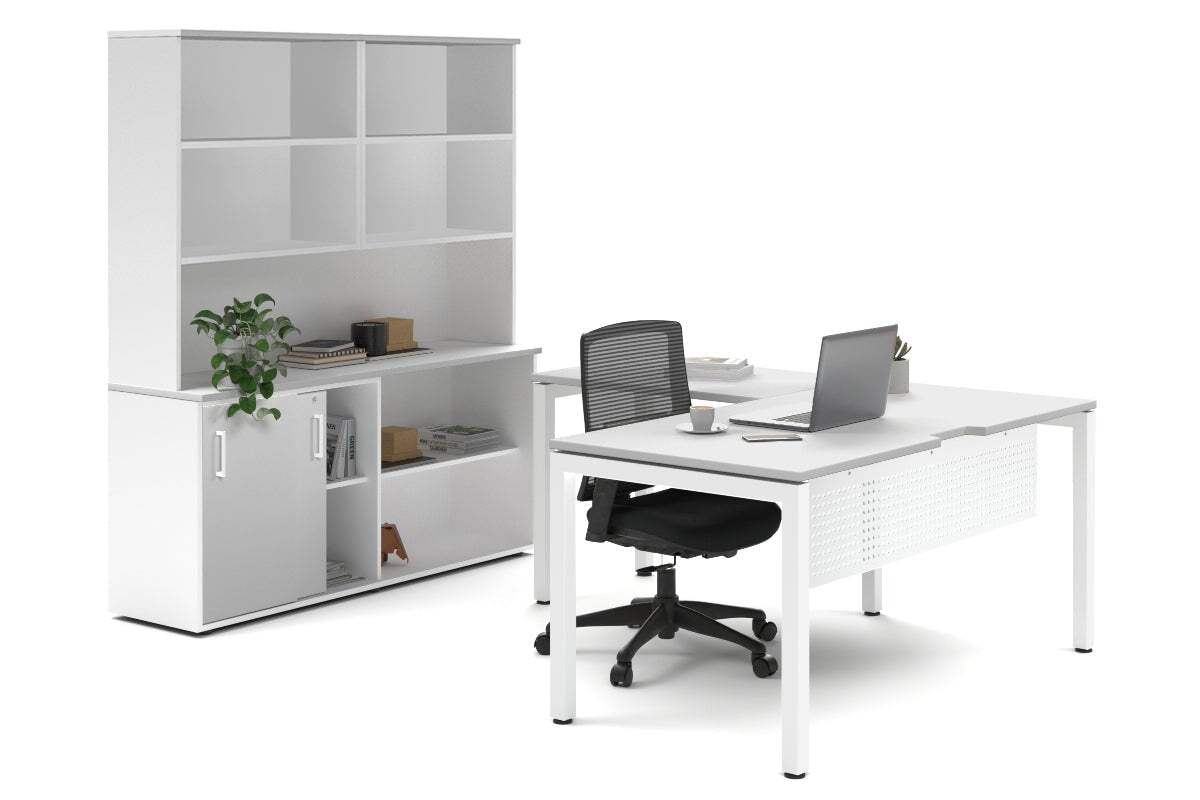 Quadro Square Legs L-Shaped Executive Desk with White Legs [1800L x 1700W] - Perfect for Home Office, Modern Workspace & Executive Suites