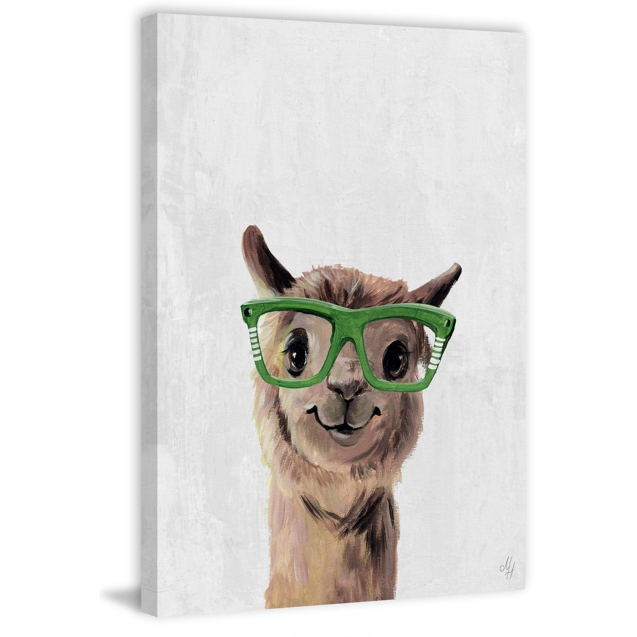 Handmade Green Glasses III Canvas Wall Art Print - 40x60 Inches Framed Modern Abstract Painting - Perfect for Living Room, Bedroom & Office Decor