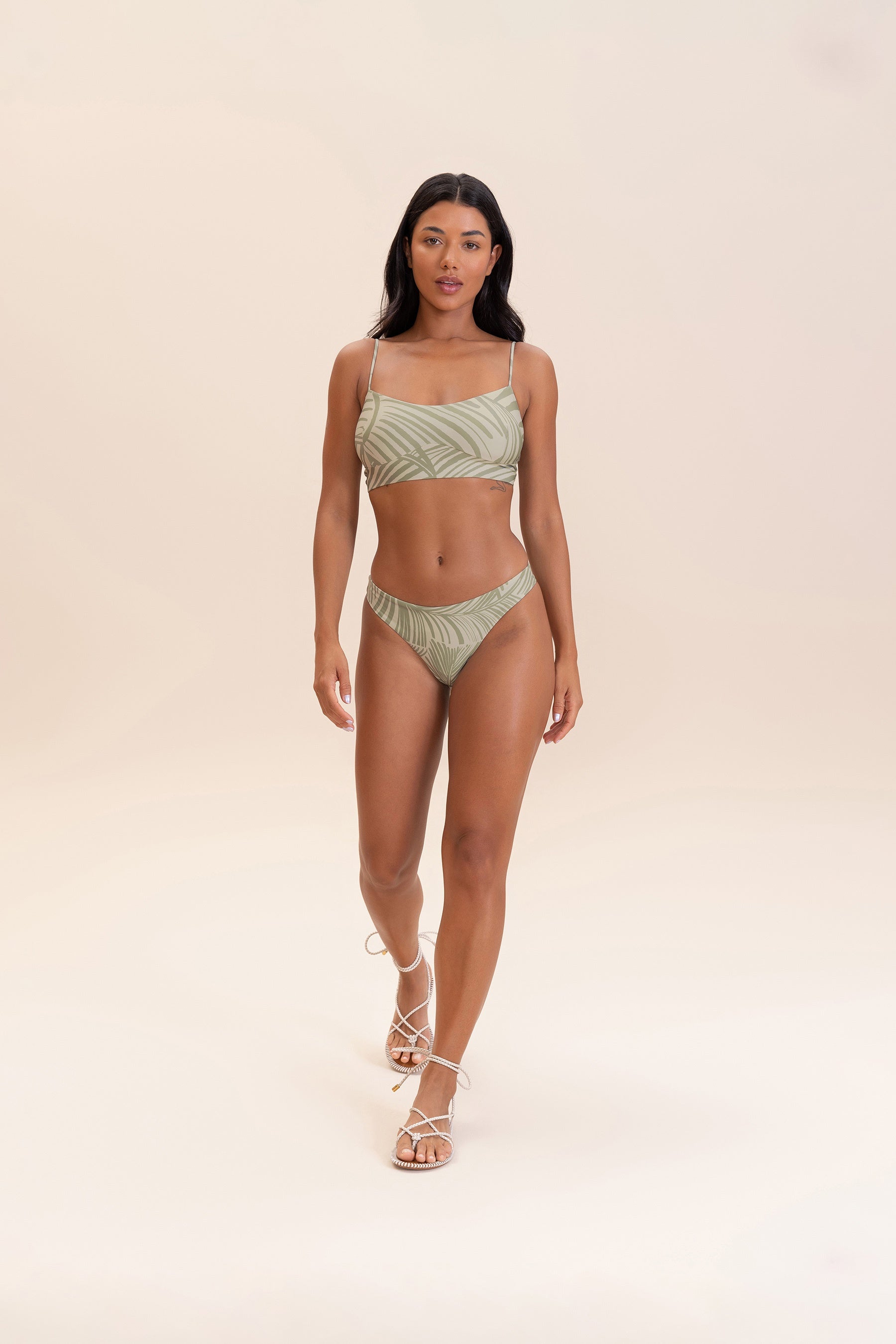 Forest Print Thong Bikini Bottom - Sexy High Cut Swimwear for Beach & Pool Party | Women's Cheeky Swim Bottom for Summer Vacation & Tropical Getaway