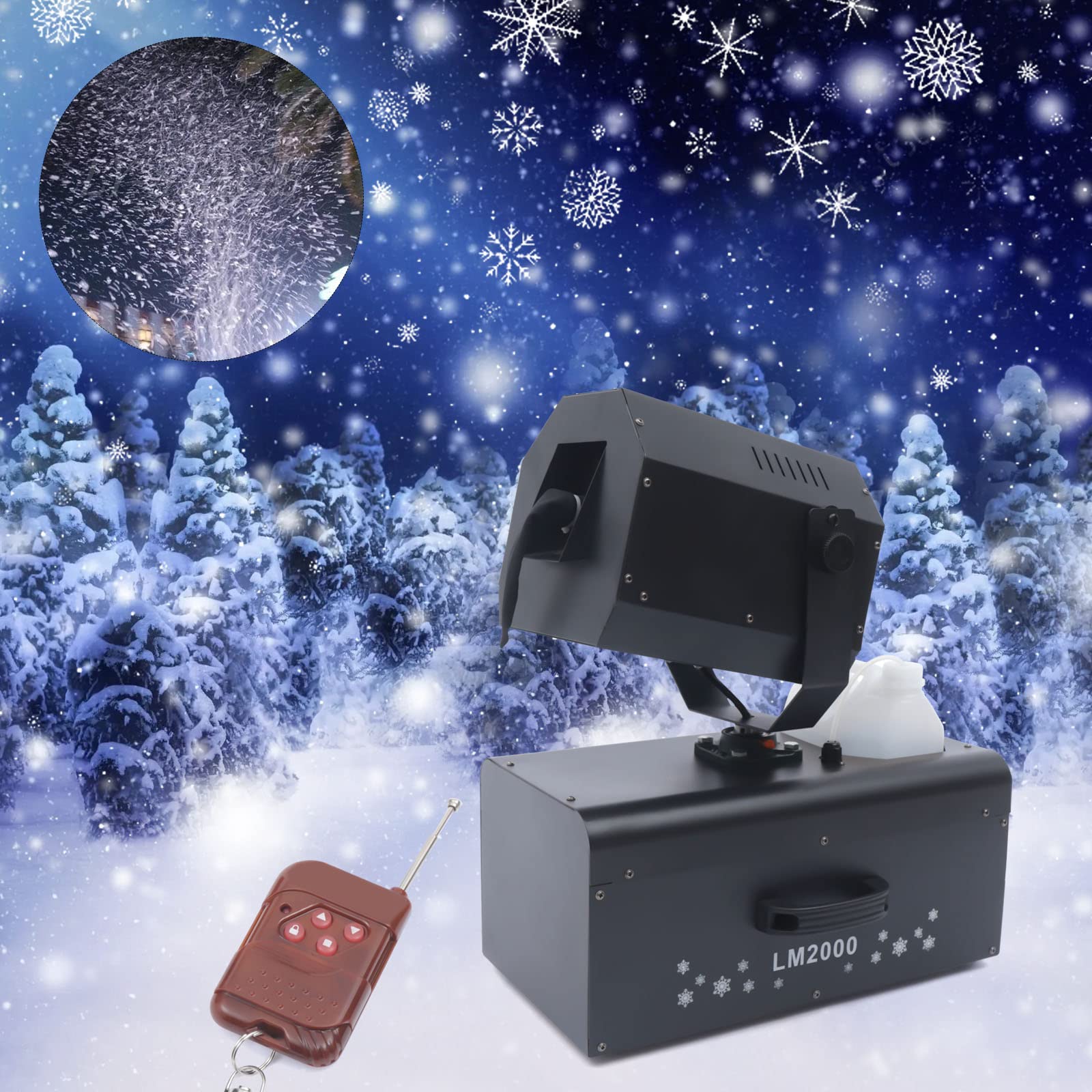 2000W Snow Machine for Stage & Party Effects - High-Powered Snow Blower with Air Box - Perfect for Christmas, Weddings, Kids Parties & Winter Events (Snow Maker Machine)