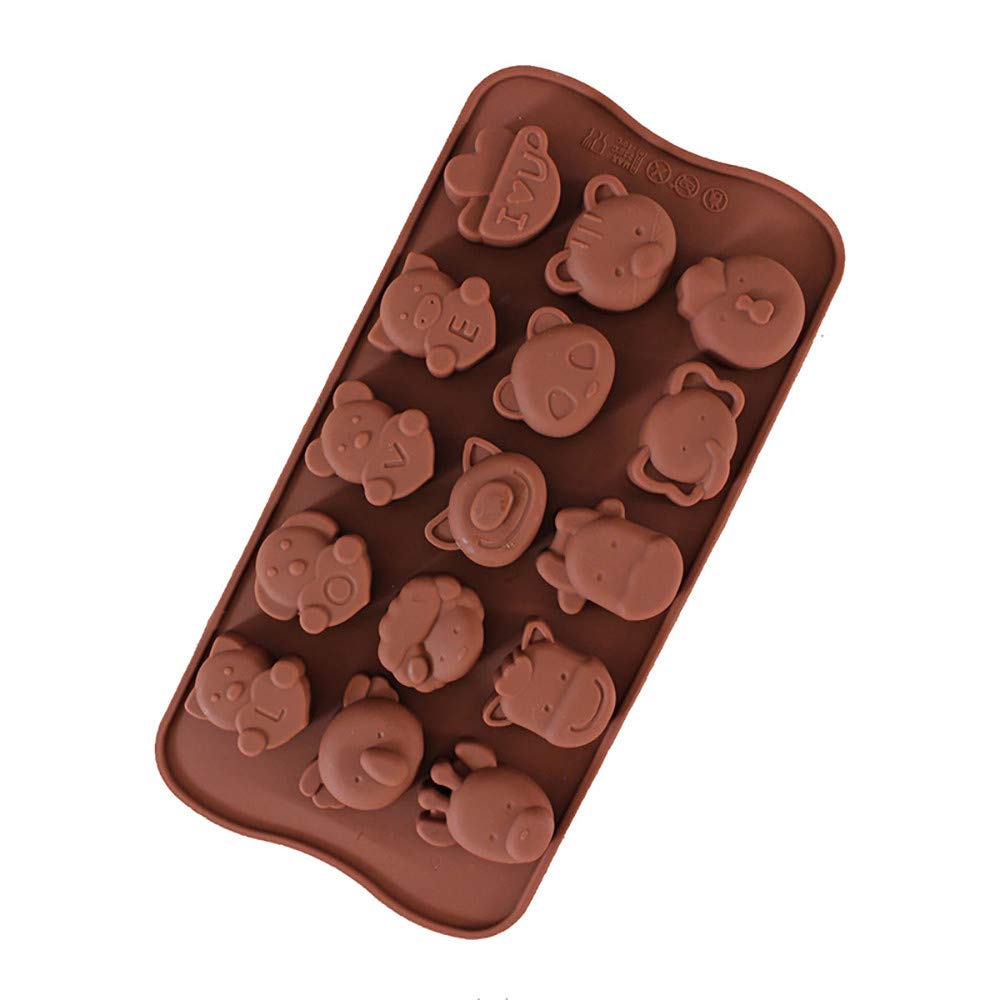 15-Hole Silicone Baking Mold for Chocolate Cake, Animal Cookies, Candy - Heart Shape Non-Stick Cake Mould for Baking, Party Treats & DIY Desserts
