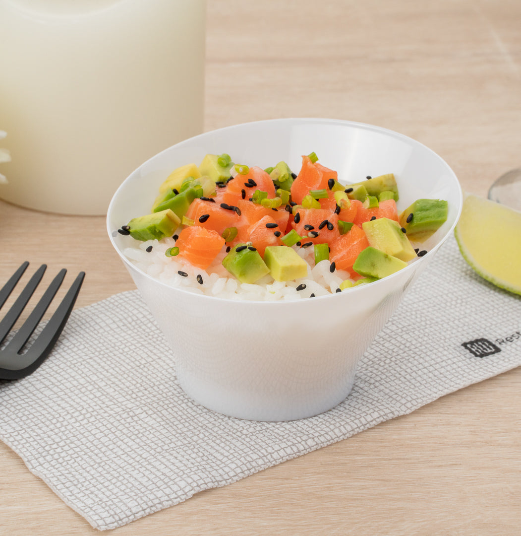 5 oz Round White Plastic Small Incline Bowl - 3.75